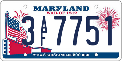 MD license plate 3AF7751