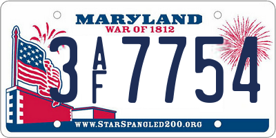 MD license plate 3AF7754