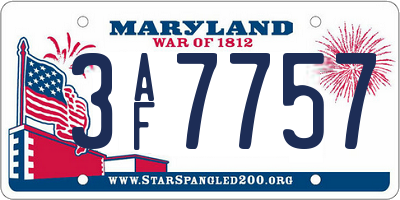 MD license plate 3AF7757