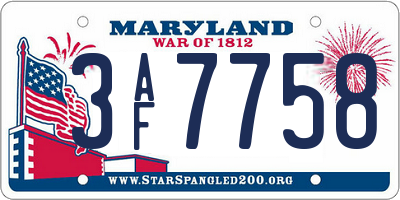 MD license plate 3AF7758