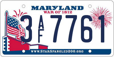 MD license plate 3AF7761