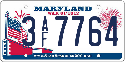MD license plate 3AF7764