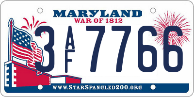 MD license plate 3AF7766