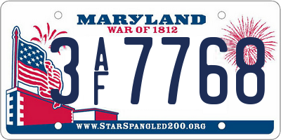 MD license plate 3AF7768