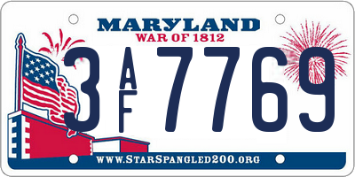MD license plate 3AF7769