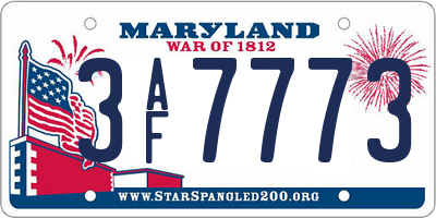 MD license plate 3AF7773