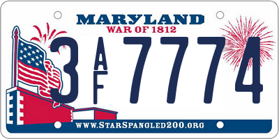 MD license plate 3AF7774