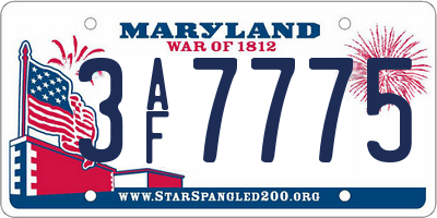 MD license plate 3AF7775