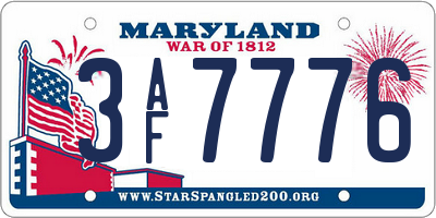 MD license plate 3AF7776