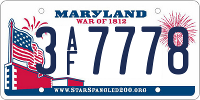 MD license plate 3AF7778