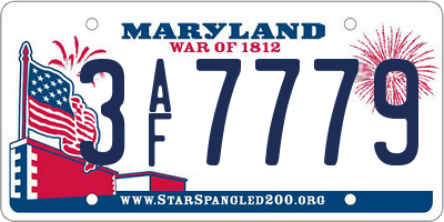 MD license plate 3AF7779