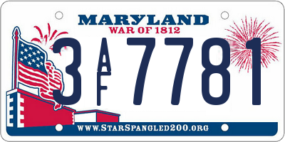 MD license plate 3AF7781