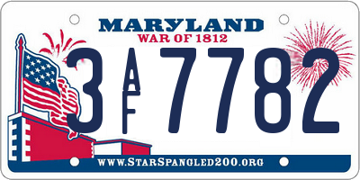 MD license plate 3AF7782