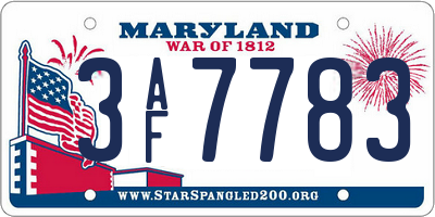 MD license plate 3AF7783