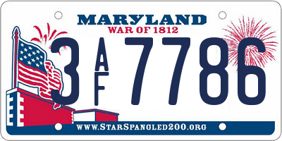MD license plate 3AF7786