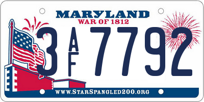 MD license plate 3AF7792