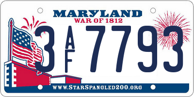 MD license plate 3AF7793