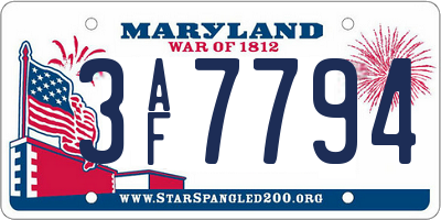 MD license plate 3AF7794