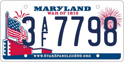 MD license plate 3AF7798