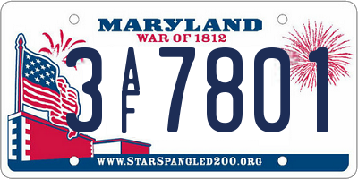 MD license plate 3AF7801