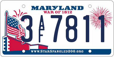 MD license plate 3AF7811