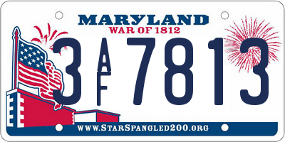 MD license plate 3AF7813