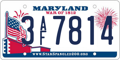 MD license plate 3AF7814