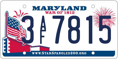 MD license plate 3AF7815