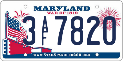 MD license plate 3AF7820