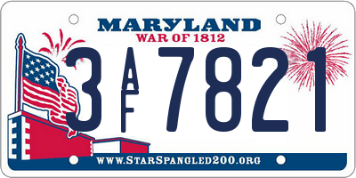 MD license plate 3AF7821