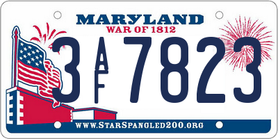 MD license plate 3AF7823