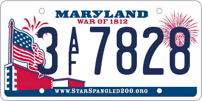 MD license plate 3AF7828