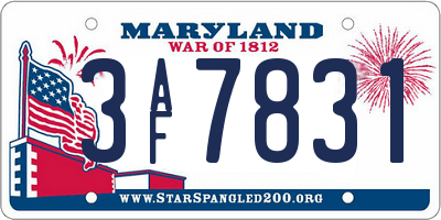 MD license plate 3AF7831