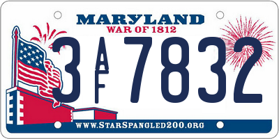 MD license plate 3AF7832