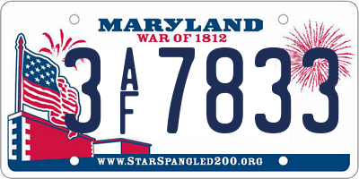 MD license plate 3AF7833