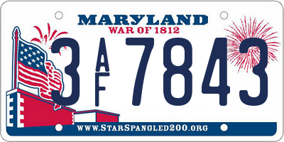 MD license plate 3AF7843