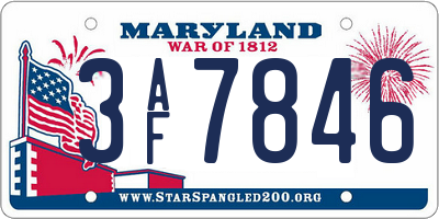 MD license plate 3AF7846