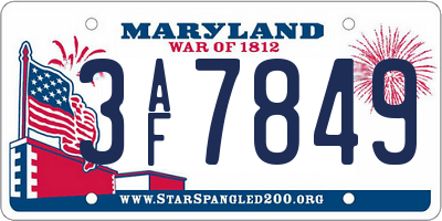 MD license plate 3AF7849