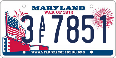 MD license plate 3AF7851