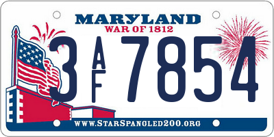 MD license plate 3AF7854