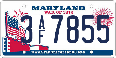 MD license plate 3AF7855