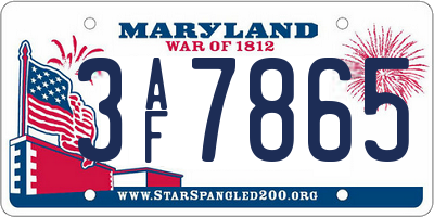MD license plate 3AF7865