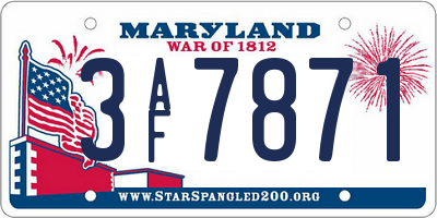 MD license plate 3AF7871