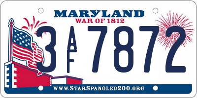 MD license plate 3AF7872