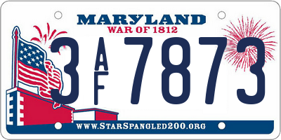 MD license plate 3AF7873