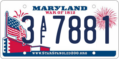 MD license plate 3AF7881