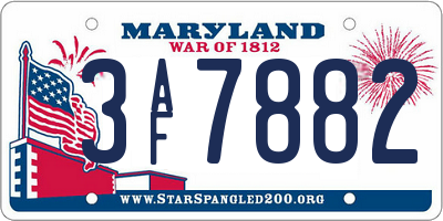 MD license plate 3AF7882
