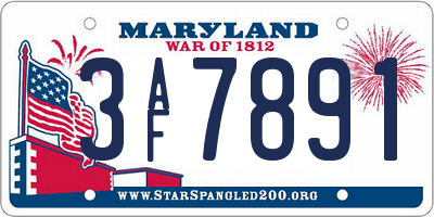 MD license plate 3AF7891