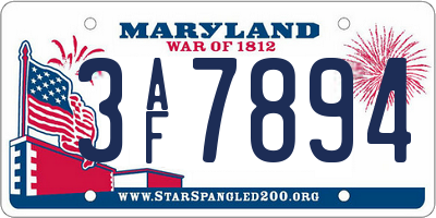 MD license plate 3AF7894