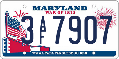MD license plate 3AF7907